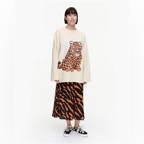 Marimekko Sweater Hiirenvirna Kaksoset Tiger Off White Brown Gray Size M - Picture 15 of 15